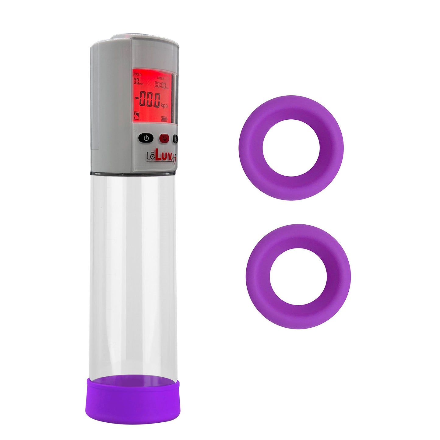 Smart LCD iPump kit USB rechargable - Grey pump + Clear 8" Cylinder + Silicone sleeve set (3 large)
