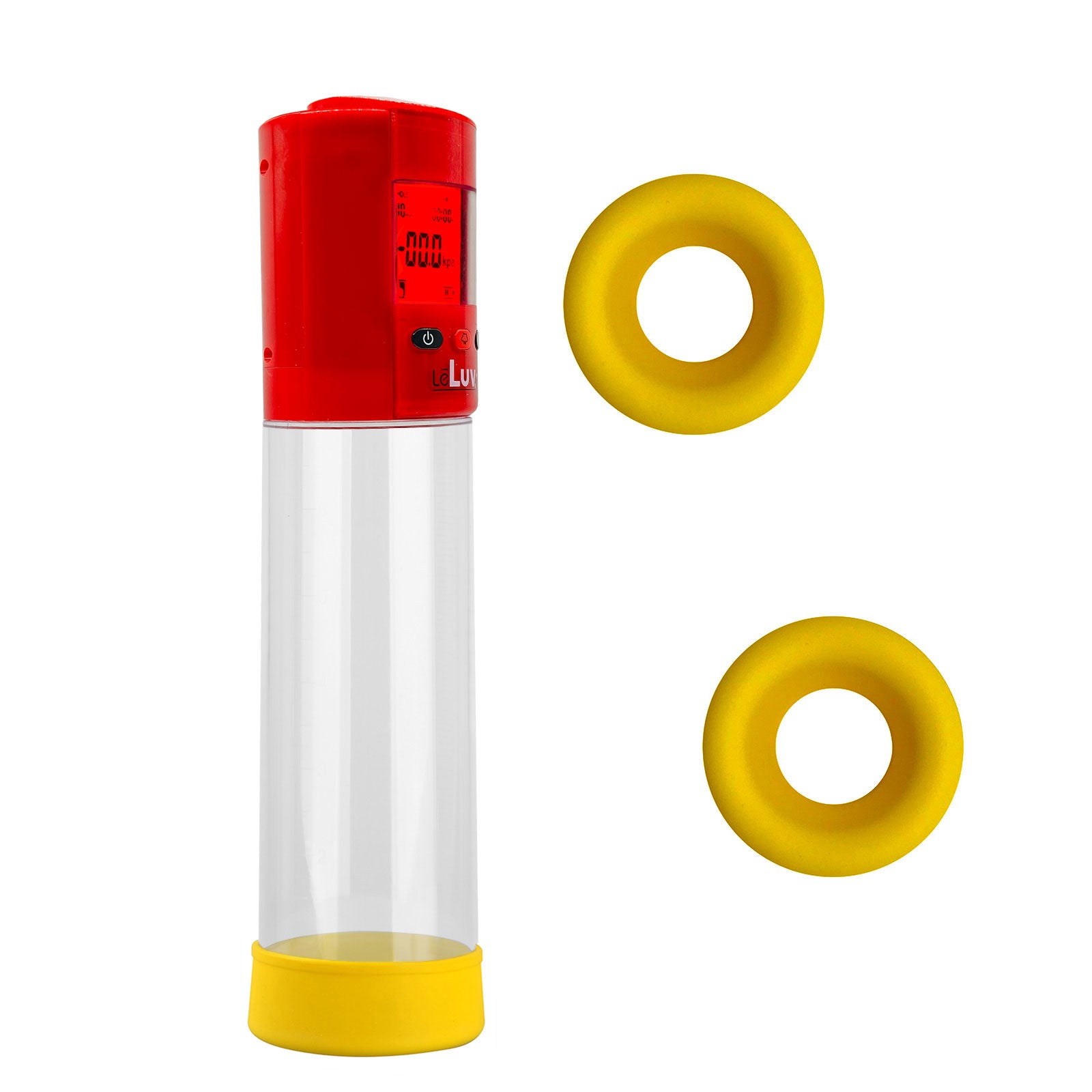 Smart LCD iPump kit USB rechargable - Red pump + Clear 8" Cylinder + Silicone sleeve set (3 medium)