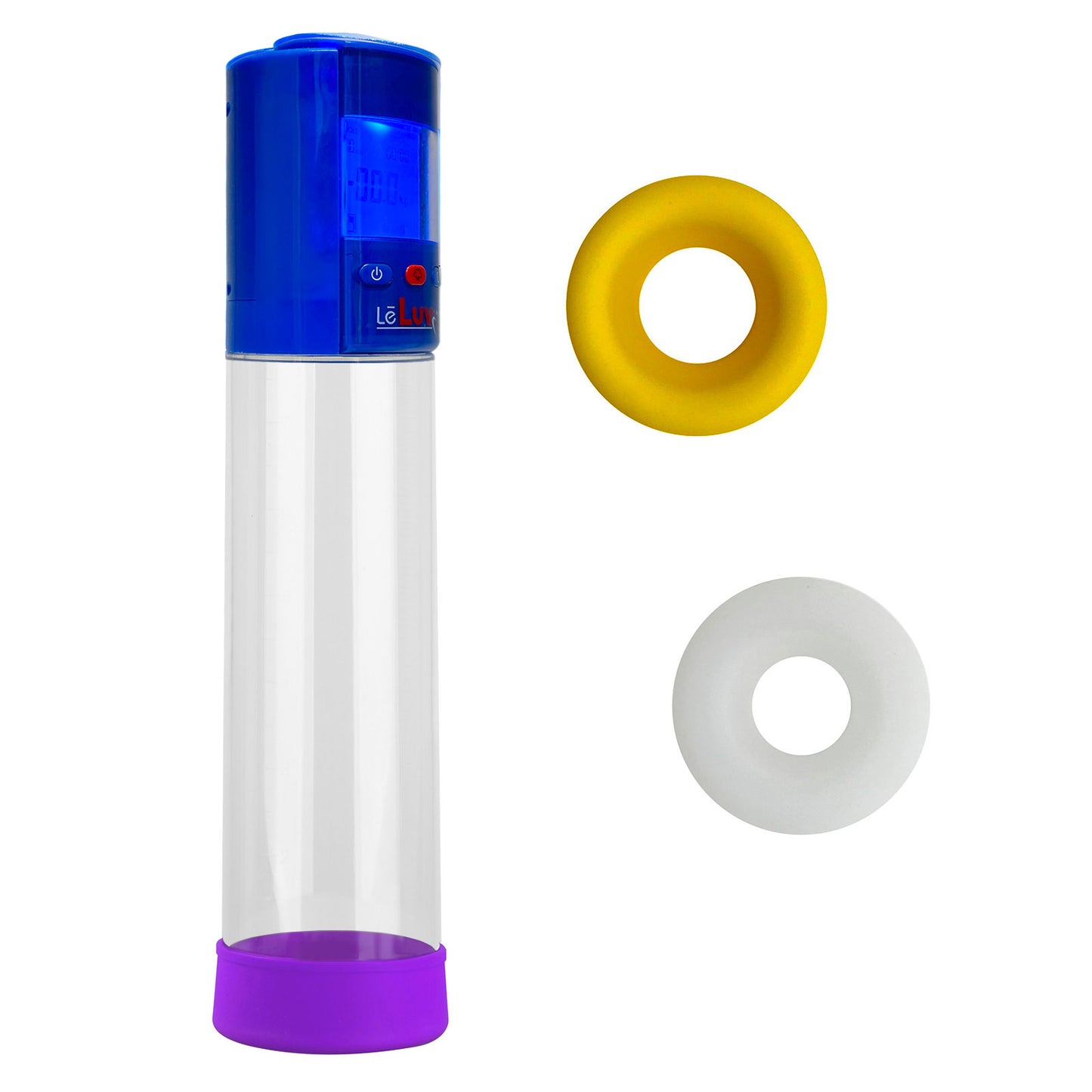 LeLuv® Smart LCD iPump® Penis Pump Kit with 3-Pack of Silicone Sleeves | 8 or 9 Inch Length