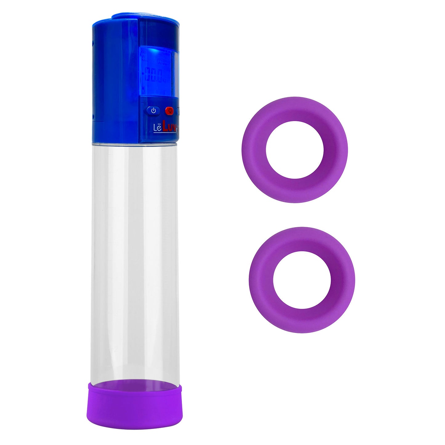 LeLuv® Smart LCD iPump® Penis Pump Kit with 3-Pack of Silicone Sleeves | 8 or 9 Inch Length