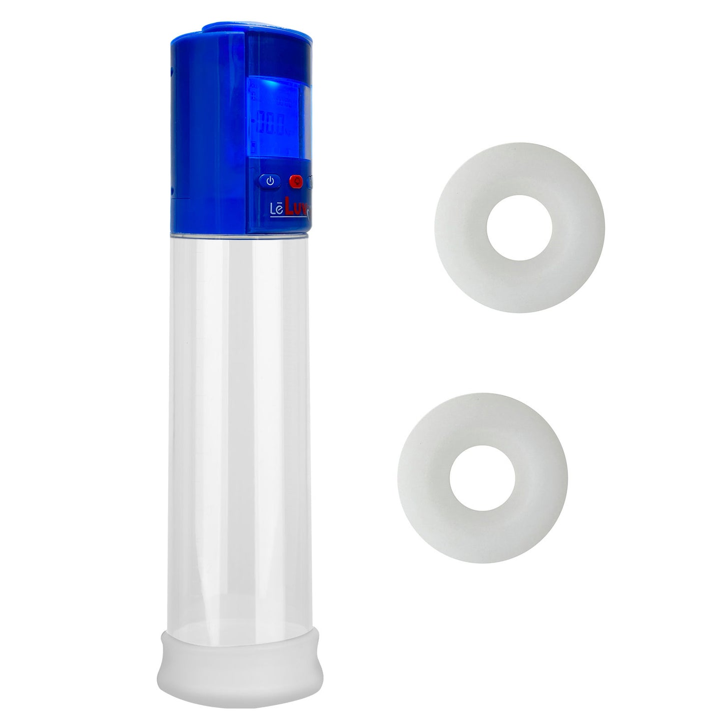 LeLuv® Smart LCD iPump® Penis Pump Kit with 3-Pack of Silicone Sleeves | 8 or 9 Inch Length