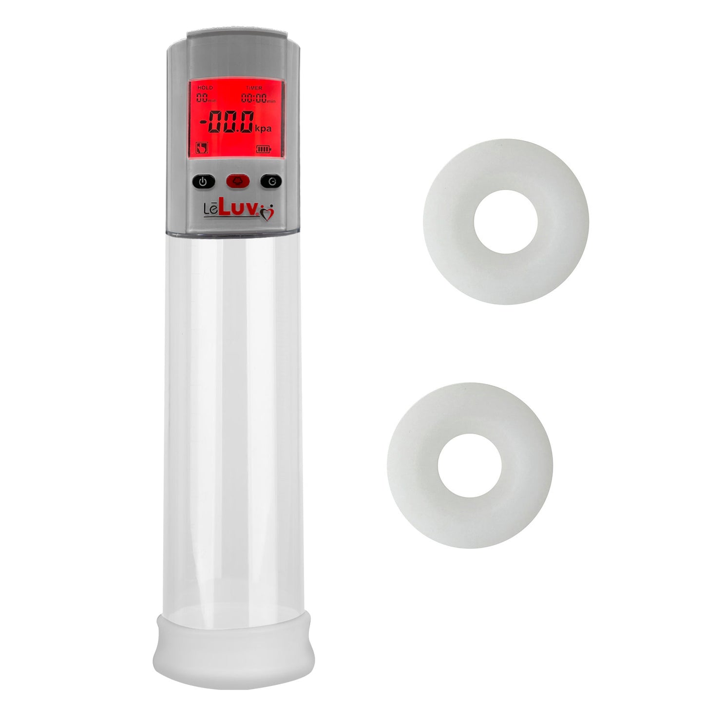 Smart LCD iPump kit USB rechargable - Grey pump + Clear 9" Cylinder + Silicone sleeve set (3 small)