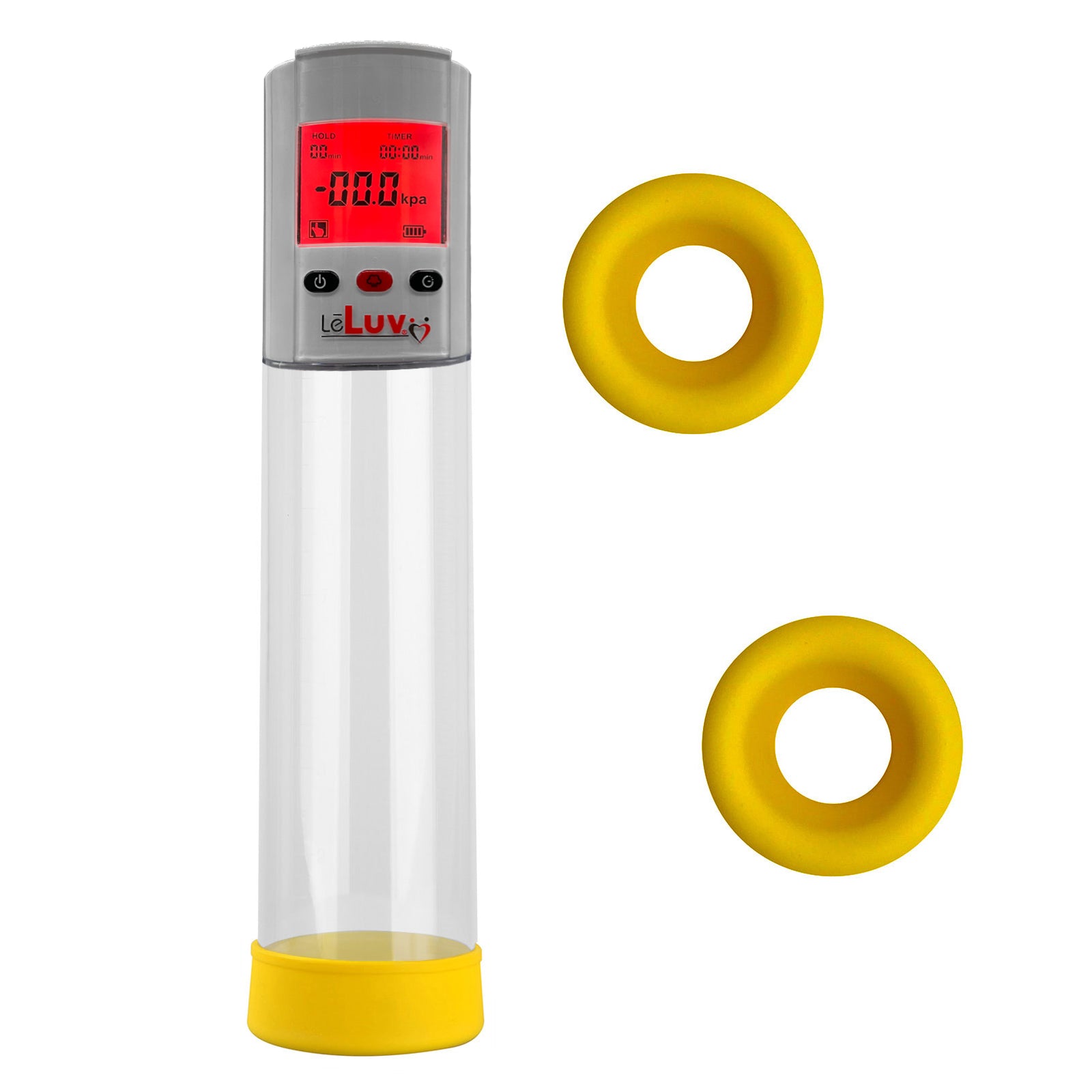 Smart LCD iPump kit USB rechargable - Grey pump + Clear 9" Cylinder + Silicone sleeve set (3 medium)