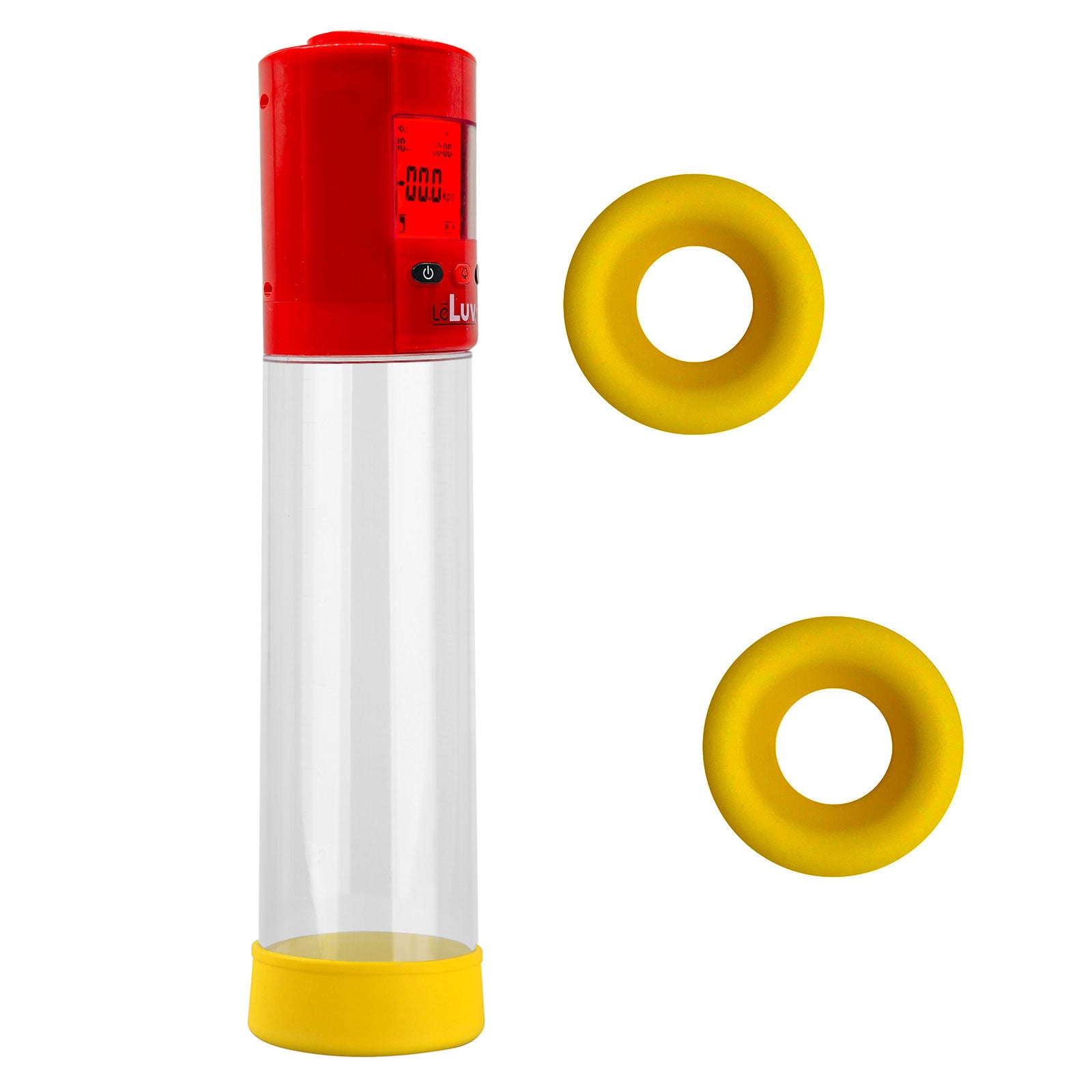 Smart LCD iPump kit USB rechargable - Red pump + Clear 9" Cylinder + Silicone sleeve set (3 medium)