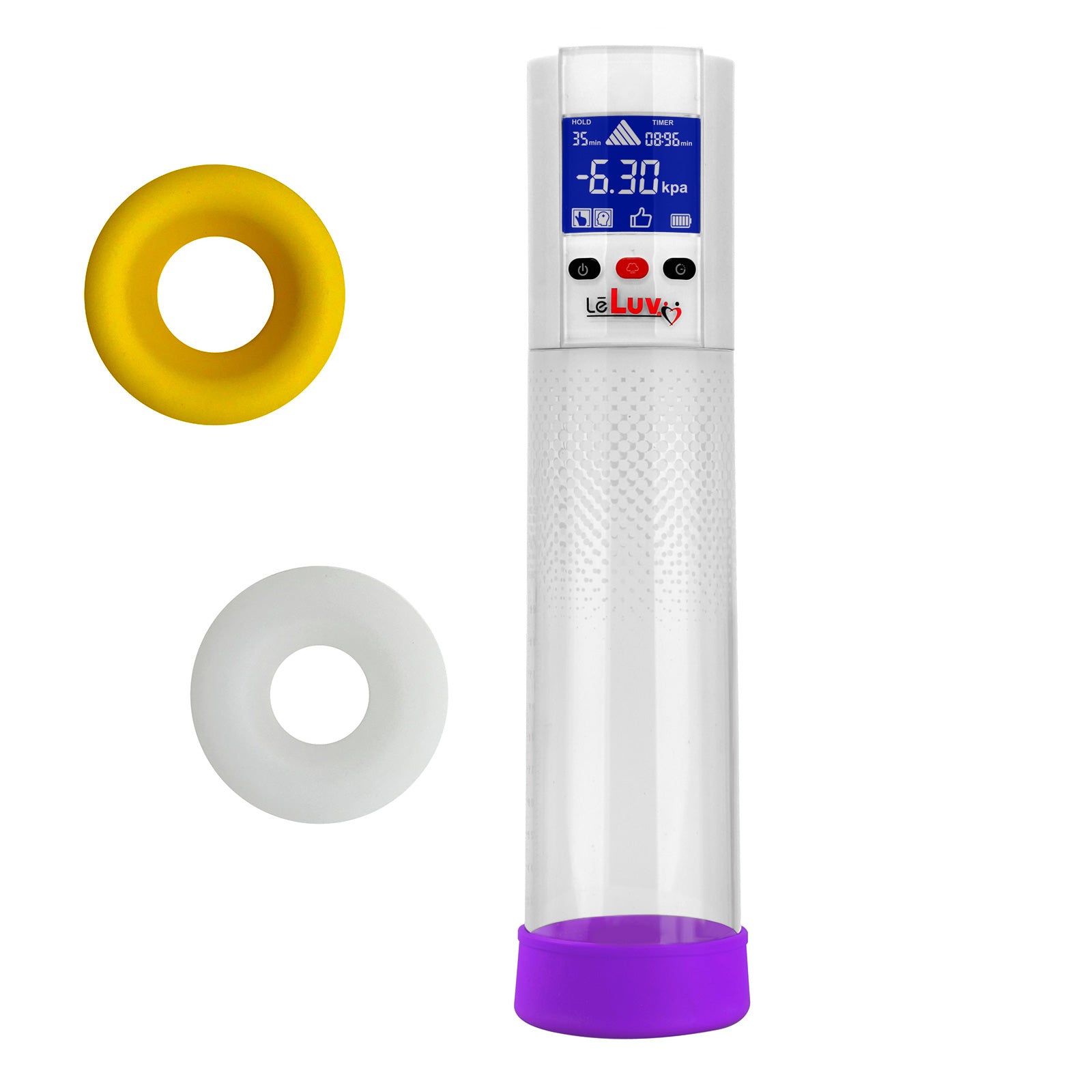Smart LCD iPump kit USB rechargable - White pump + White Dots 8" Cylinder + Silicone sleeve (one of each)