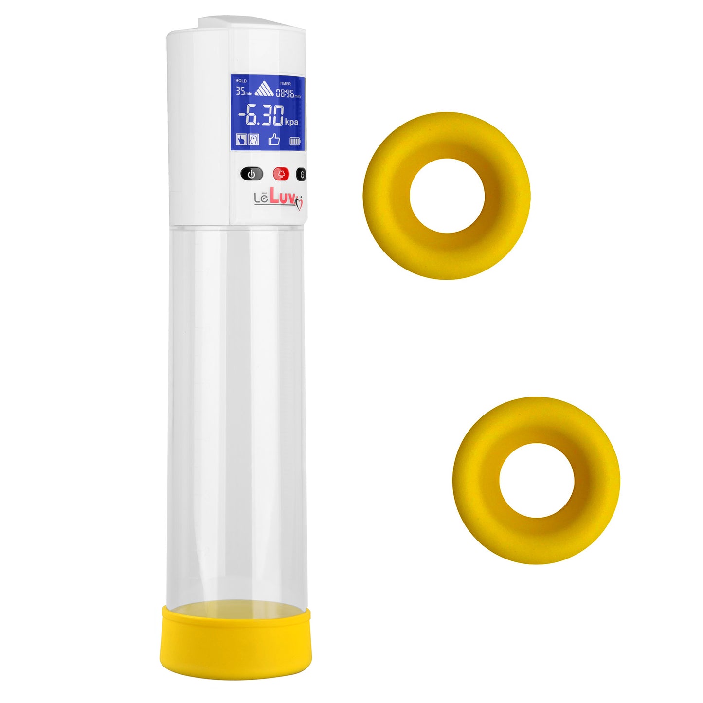 Smart LCD iPump kit USB rechargable - White pump + Clear 8" Cylinder + Silicone sleeve set (3 medium)