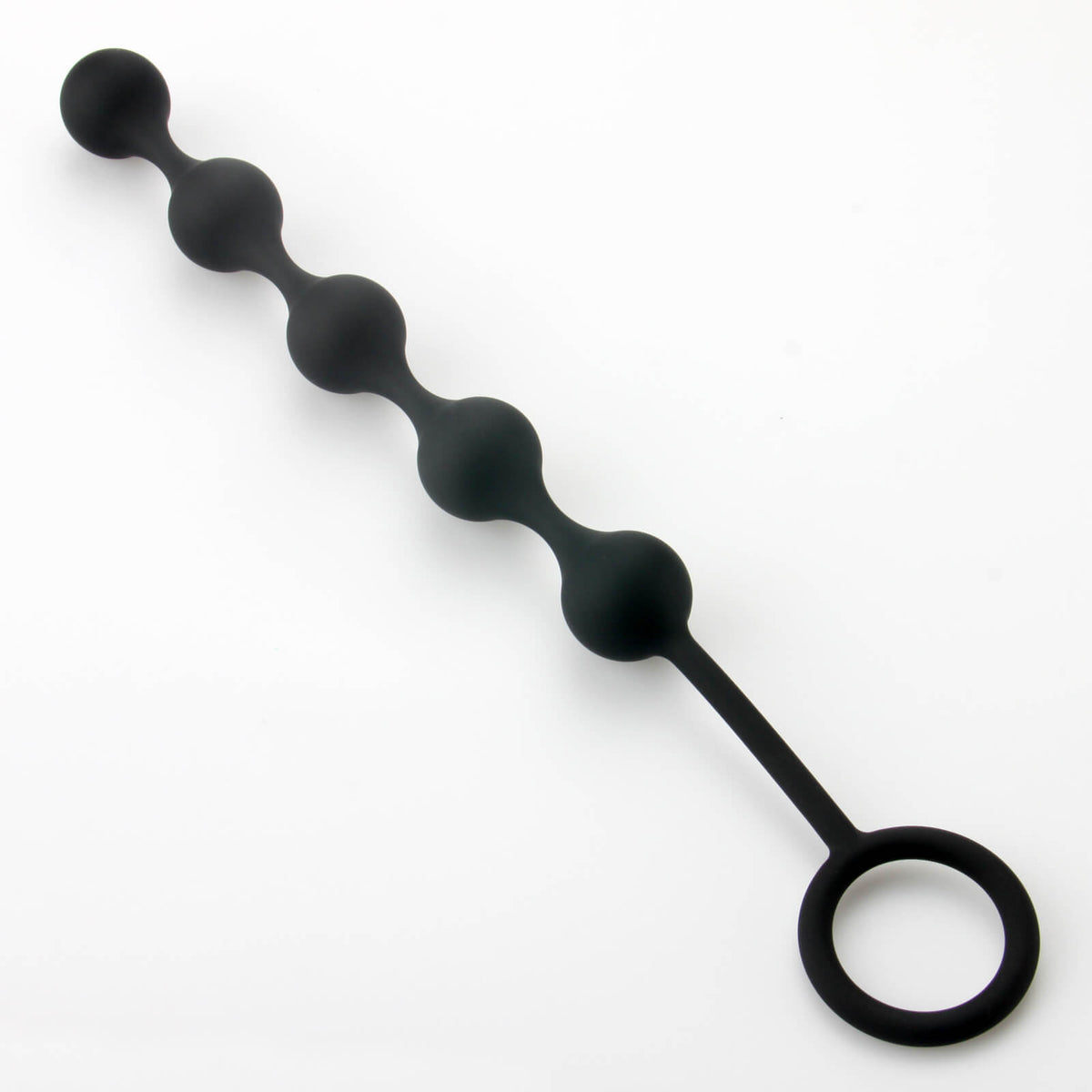 LeLuv Smooth Silicone Row of 5 Anal Beads Black