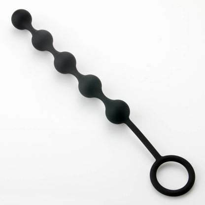 LeLuv Smooth Silicone Row of 5 Anal Beads Black
