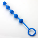 LeLuv Smooth Silicone Row of 5 Anal Beads Blue