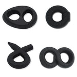 Bullring, Teardrop, Figure 8 & Pencil Silicone Cock Ring SET of 4 - Black