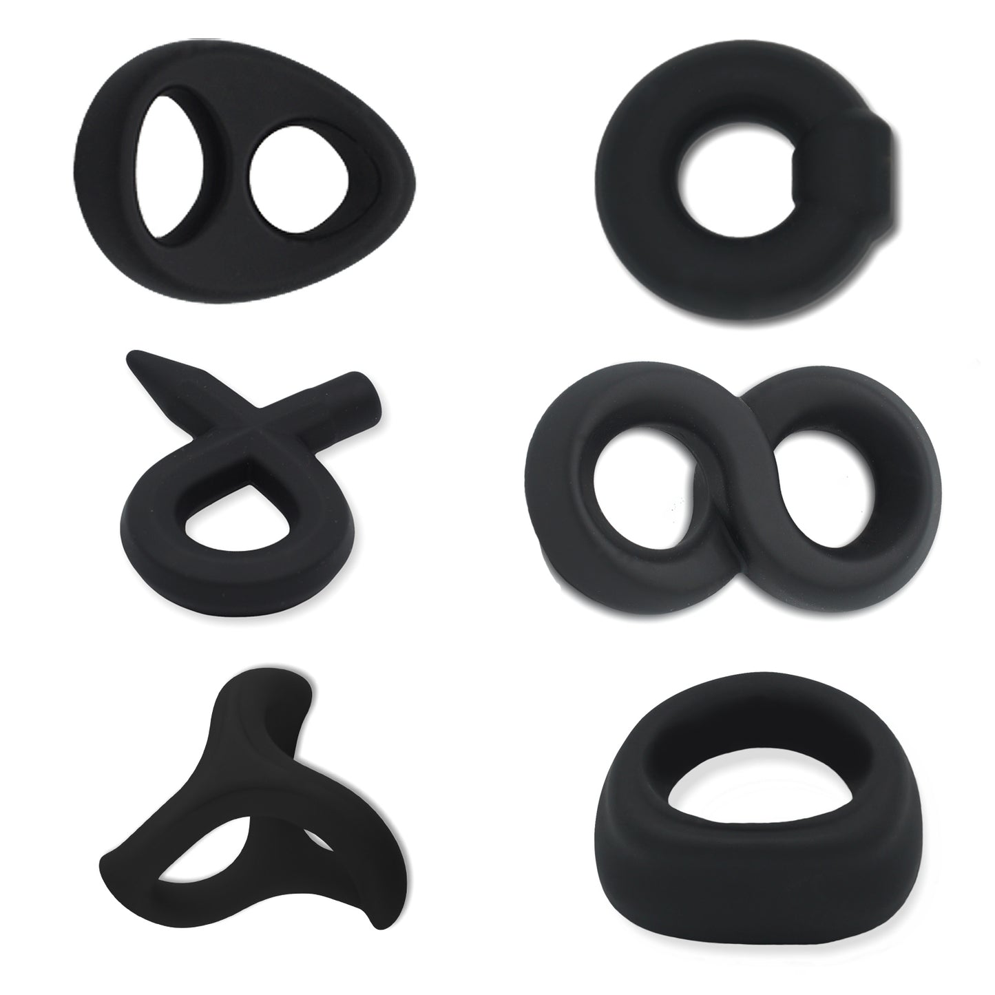 6 Pack (same color but one of each style) - Black