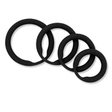 Power Cock Ring Energy Silicone Penis Ring Black 4 Pack One of Each size (M, L, XL, XXL)