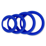 Power Cock Ring Energy Silicone Penis Ring Blue 4 Pack One of Each size (M, L, XL, XXL)