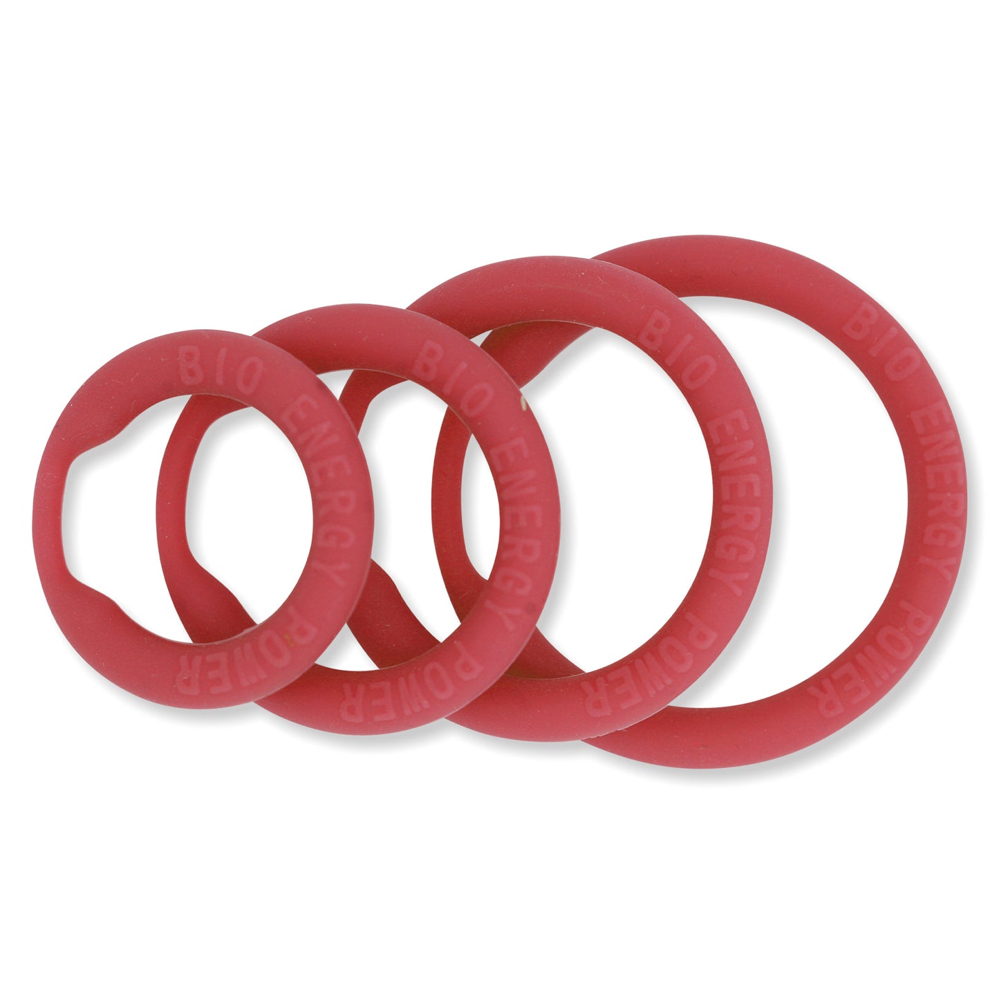 Power Cock Ring Energy Penis Ring Red 4 Pack One of Each size (M, L, XL, XXL)