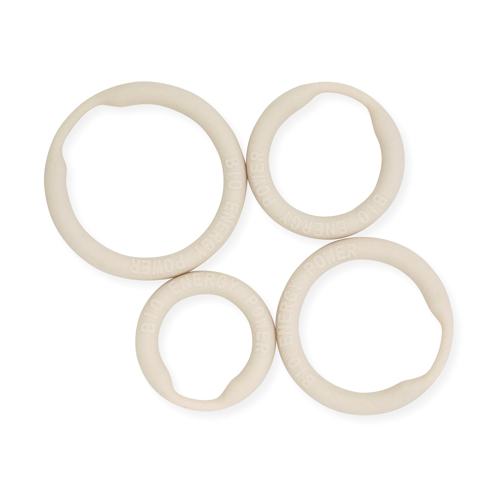 Power Cock Ring Energy Penis Ring White 4 Pack One of Each size (M, L, XL, XXL)
