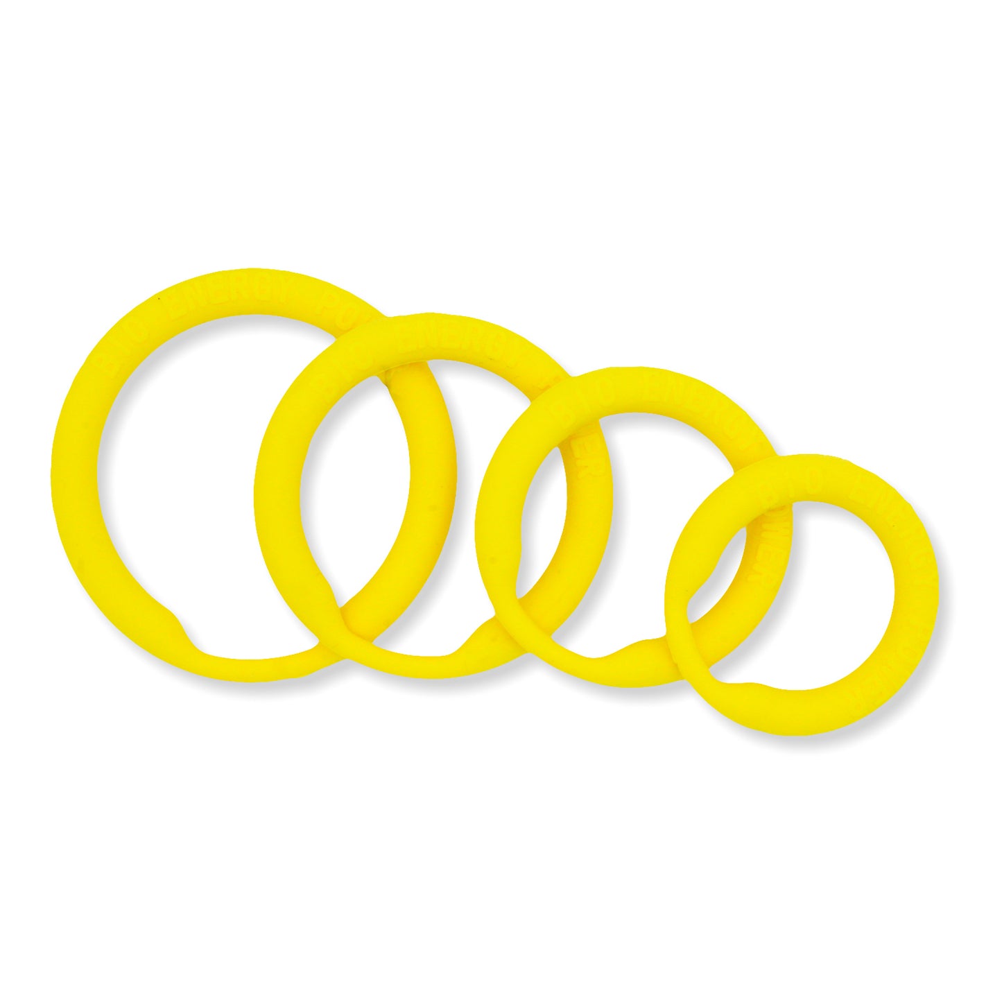Power Cock Ring Energy Penis Ring Yellow 4 Pack One of Each size (M, L, XL, XXL)