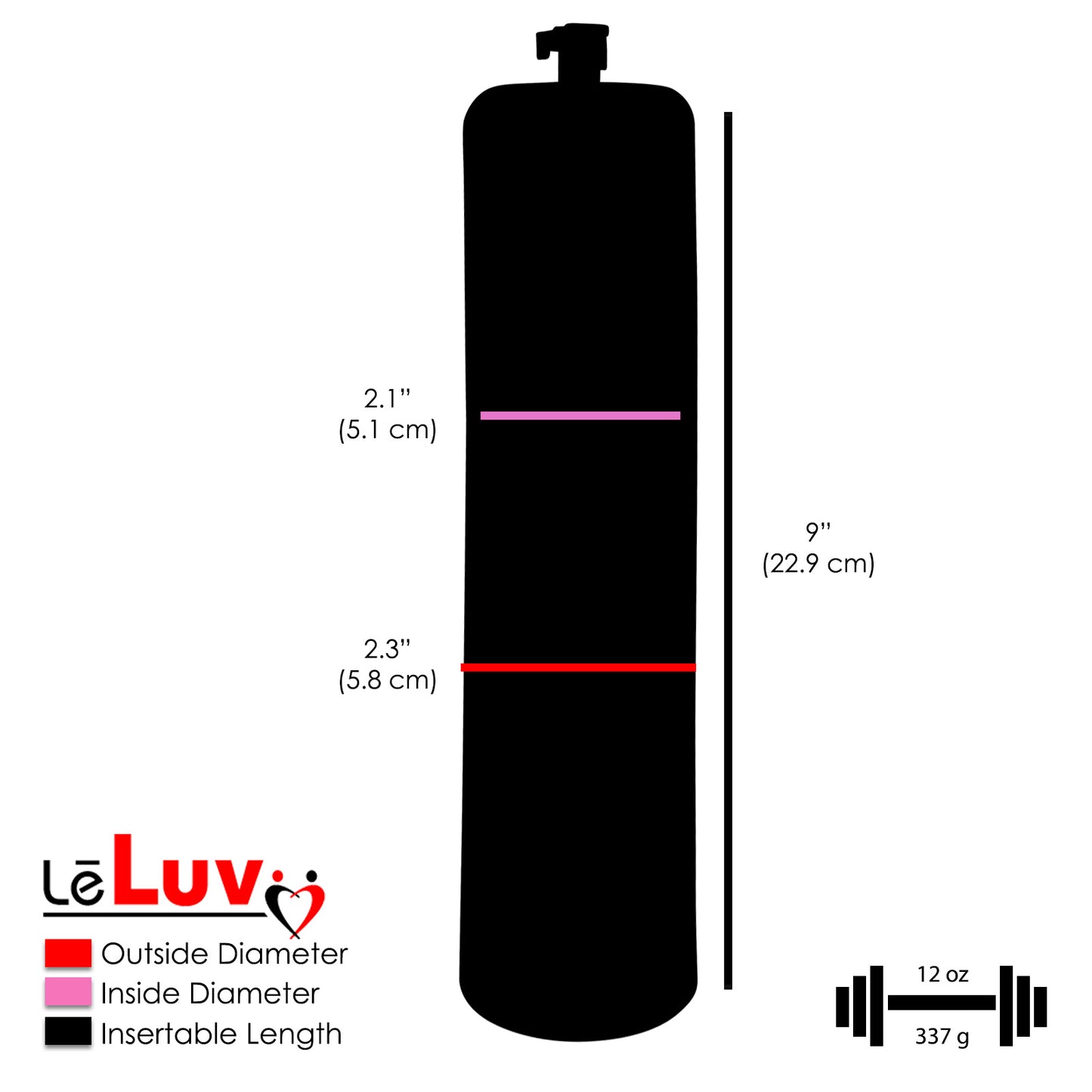 LeLuv Primo Pro+ Thick-Walled, No Flange Penis Pump with Color and Gauge Options