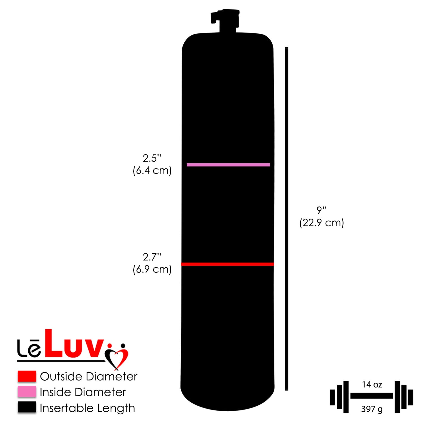 LeLuv® Ultima Silver Penis Pump - Red Rubber Grips, Clear Hose - Thick Walled Cylinders
