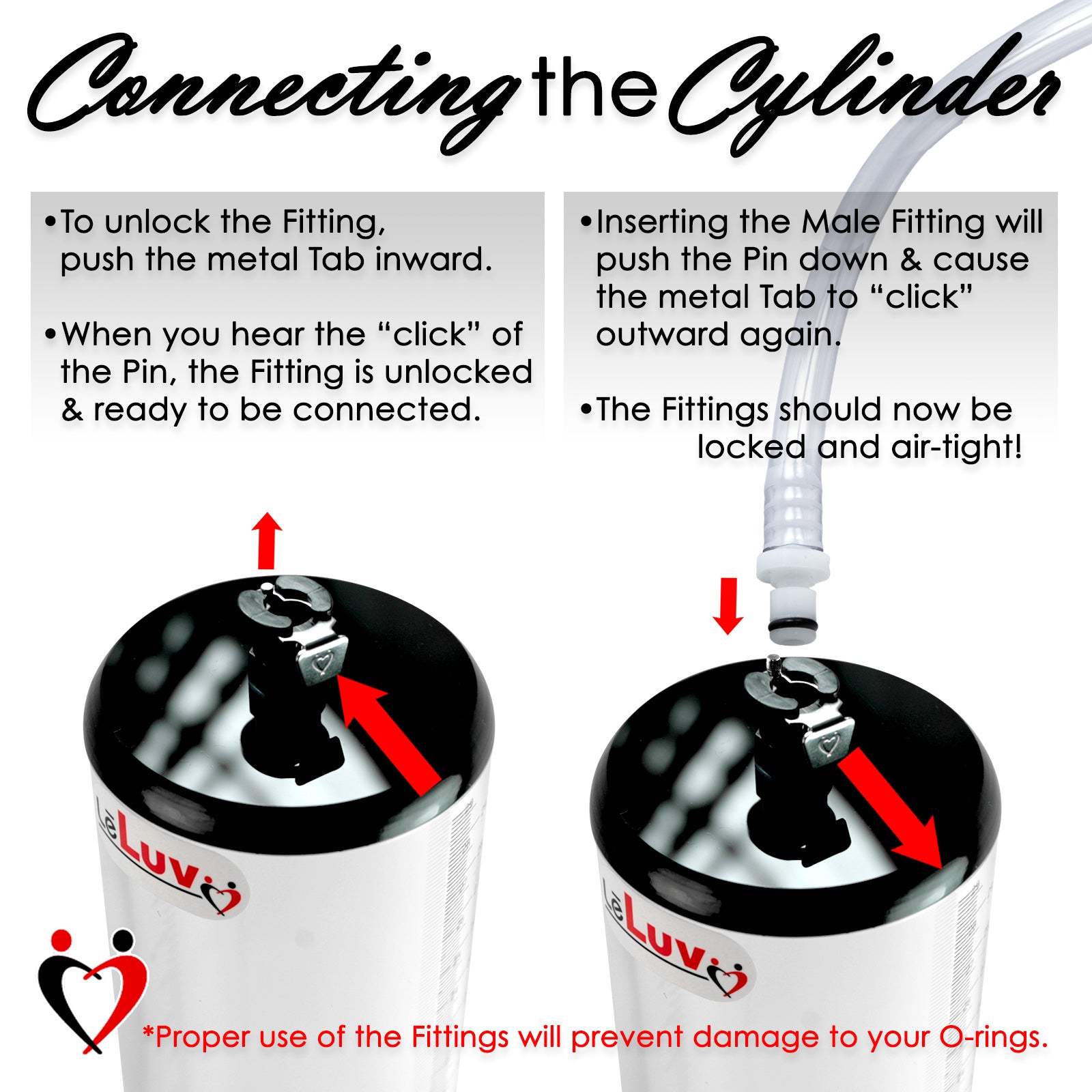 LeLuv® Ultima Penis Pump - Silver Handle with Blue Silicone Grips, Clear Hose - Thick-Walled Cylinder