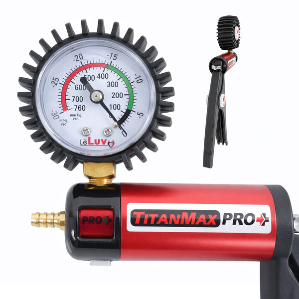 LeLuv TitanMax Pro Manual Vacuum Pump with Protected Gauge