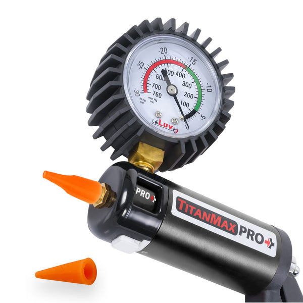 LeLuv TitanMax Pro Manual Vacuum Pump with Protected Gauge