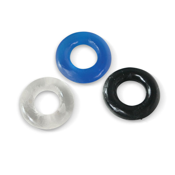 LeLuv Penis Constriction Rings TPR Donut - Set of 3 - Assorted Colors