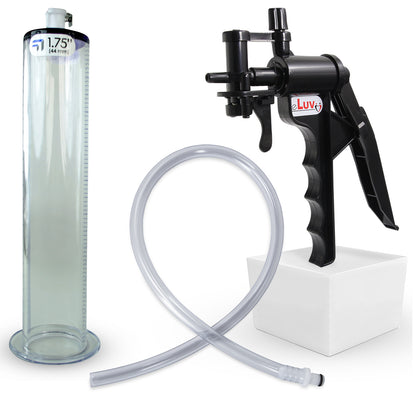 TYRO Black Handle Penis Pump 9" Length x 1.75" Diameter WIDE Flange Cylinder