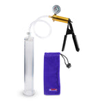 Ultima Brass Black Penis Pump | Rubber Grip, Clear Hose + Gauge | 12" x 1.65" Round Flange Cylinder 