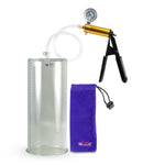Ultima Brass Black Penis Pump | Rubber Grip, Clear Hose + Gauge | 12" x 5.00" Round Flange Cylinder 