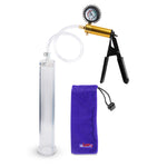 Ultima Brass Black Penis Pump | Rubber Grip, Clear Hose + Protected Gauge | 12" x 1.65" Round Flange Cylinder 