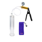 Ultima Brass Black Penis Pump | Rubber Grip, Clear Hose + Gauge | 9" x 1.65" Round Flange Cylinder 