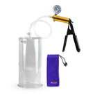 Ultima Brass Black Penis Pump | Rubber Grip, Clear Hose + Gauge | 9" x 4.50" Round Flange Cylinder 