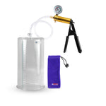 Ultima Brass Black Penis Pump | Rubber Grip, Clear Hose + Gauge | 9" x 5.00" Round Flange Cylinder 