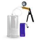 Ultima Brass Black Penis Pump | Rubber Grip, Clear Hose + Protected Gauge | 9" x 5.00" Round Flange Cylinder 