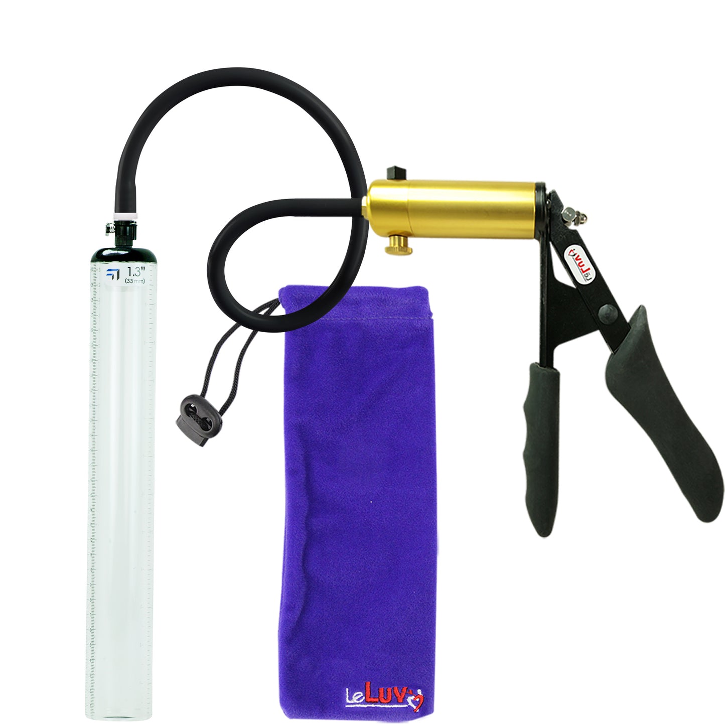 Ultima Brass Black Penis Pump | Silicone Grip, Silicone Hose - 12" x 1.3" Thick-Walled Cylinder
