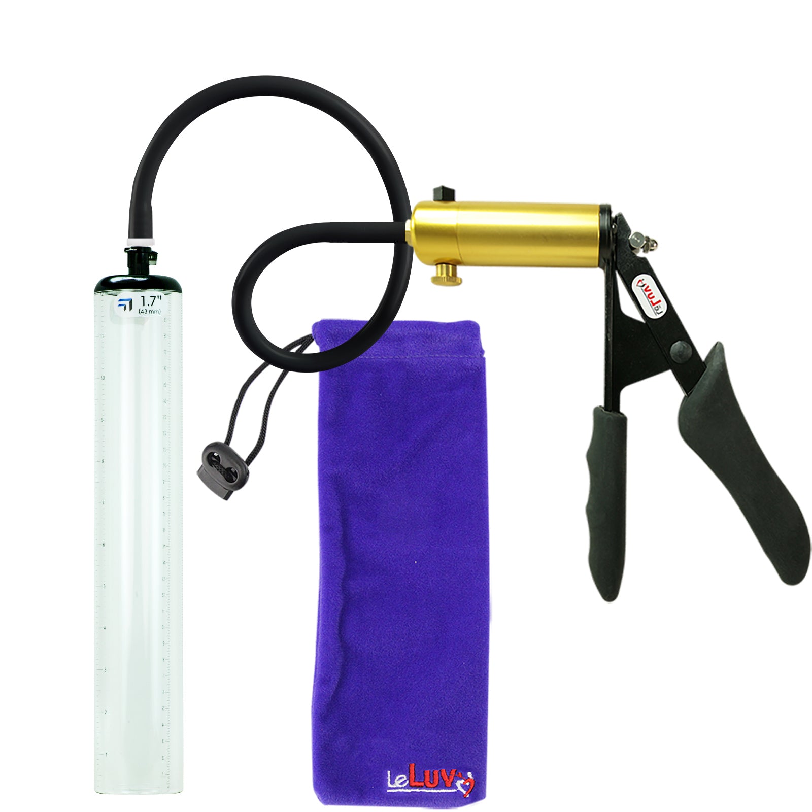 Ultima Brass Black Penis Pump | Silicone Grip, Silicone Hose - 12" x 1.7" Thick-Walled Cylinder