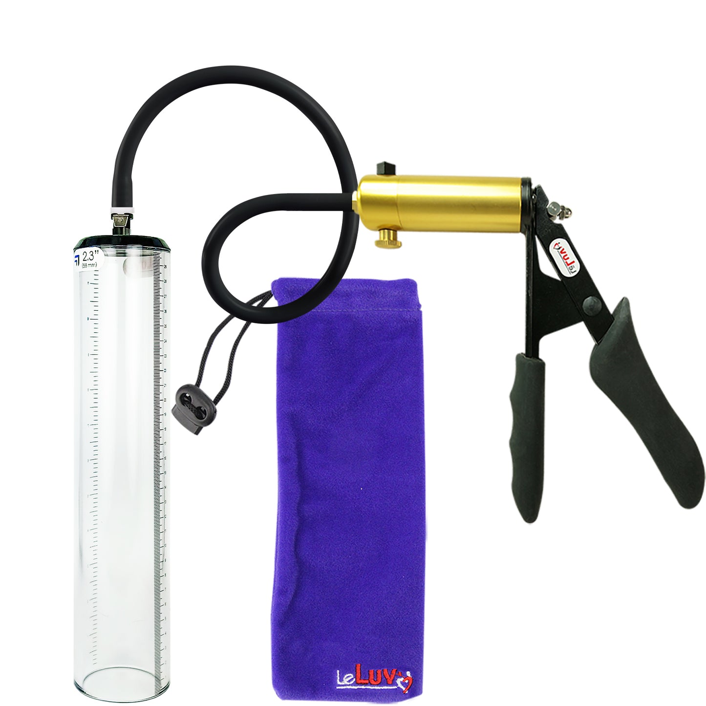 Ultima Brass Black Penis Pump | Silicone Grip, Silicone Hose - 12" x 2.3" Thick-Walled Cylinder
