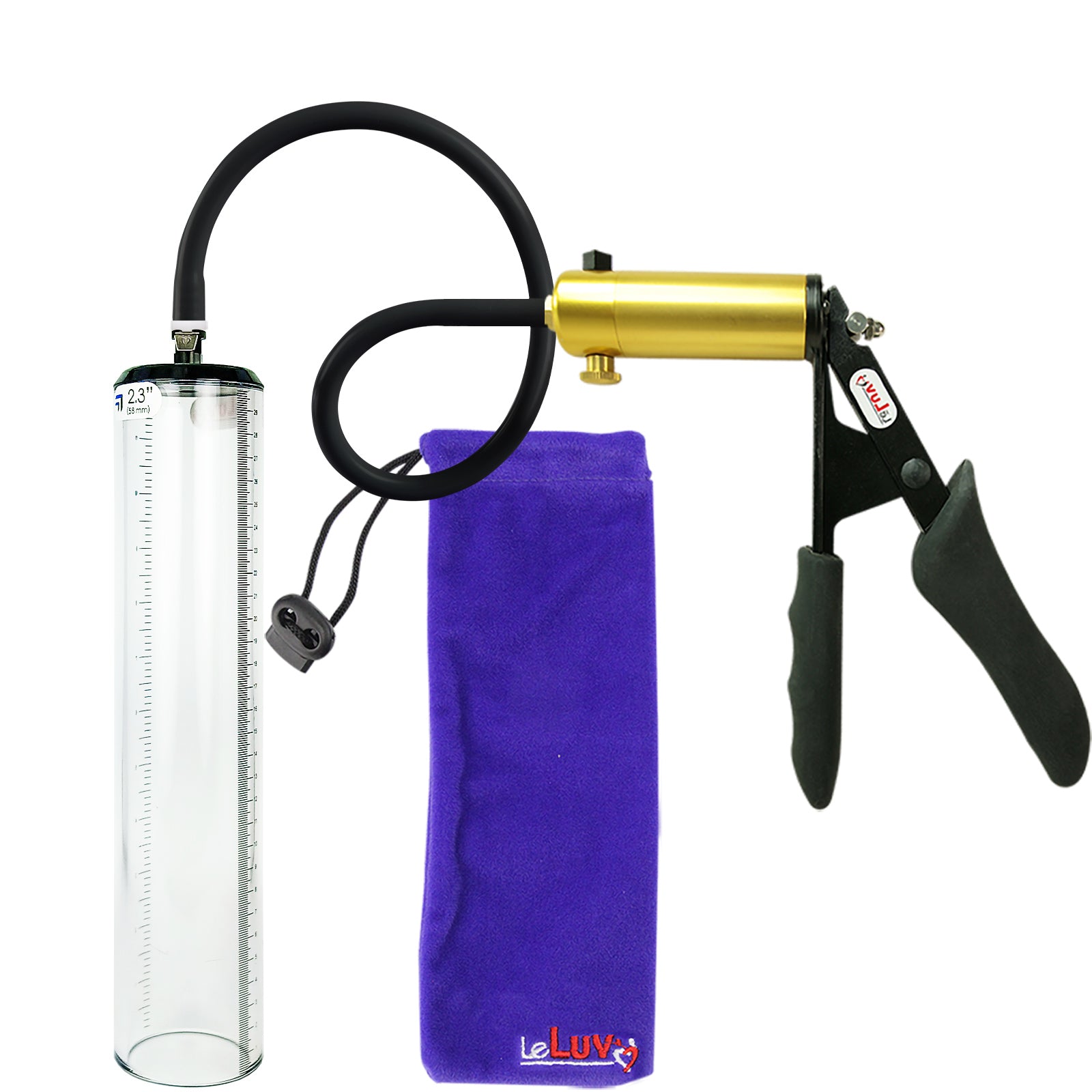 Ultima Brass Black Penis Pump | Silicone Grip, Silicone Hose - 12" x 2.3" Thick-Walled Cylinder