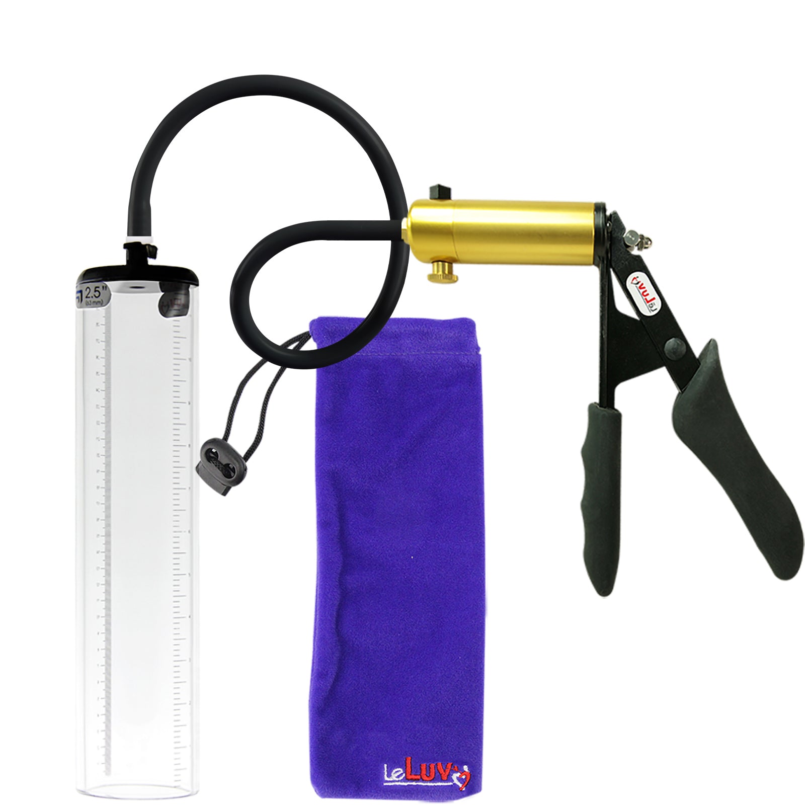 Ultima Brass Black Penis Pump | Silicone Grip, Silicone Hose - 12" x 2.5" Thick-Walled Cylinder