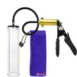 Ultima Brass Black Penis Pump | Silicone Grip, Silicone Hose - 12" x 2.7" Thick-Walled Cylinder