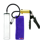 Ultima Brass Black Penis Pump | Silicone Grip, Silicone Hose - 12" x 2.9" Thick-Walled Cylinder