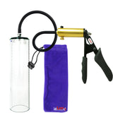 Ultima Brass Black Penis Pump | Silicone Grip, Silicone Hose - 12" x 3.1" Thick-Walled Cylinder