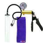 Ultima Brass Black Penis Pump | Silicone Grip, Silicone Hose + Gauge | 12" x 1.9" Thick-Walled Cylinder