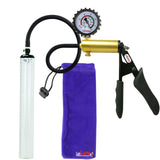 Ultima Brass Black Penis Pump | Silicone Grip, Silicone Hose + Protected Gauge | 12" x 1.3" Thick-Walled Cylinder