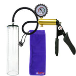 Ultima Brass Black Penis Pump | Silicone Grip, Silicone Hose + Protected Gauge | 12" x 2.9" Thick-Walled Cylinder