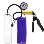 Ultima Brass Black Penis Pump | Silicone Grip, Silicone Hose + Protected Gauge | 12" x 3.1" Thick-Walled Cylinder
