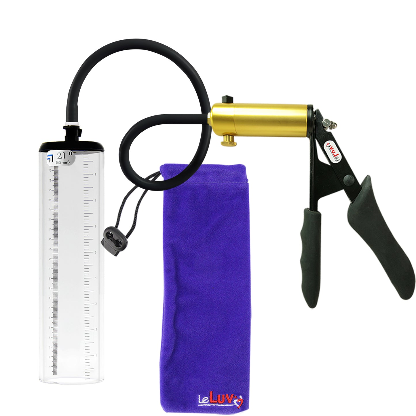 Ultima Brass Black Penis Pump | Silicone Grip, Silicone Hose - 9" x 2.1" Thick-Walled Cylinder