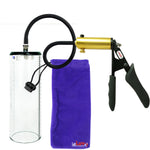 Ultima Brass Black Penis Pump | Silicone Grip, Silicone Hose - 9" x 3.1" Thick-Walled Cylinder