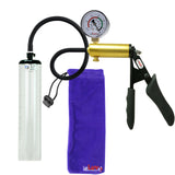 Ultima Brass Black Penis Pump | Silicone Grip, Silicone Hose + Gauge | 9" x 1.7" Thick-Walled Cylinder
