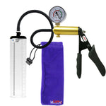Ultima Brass Black Penis Pump | Silicone Grip, Silicone Hose + Gauge | 9" x 2.1" Thick-Walled Cylinder